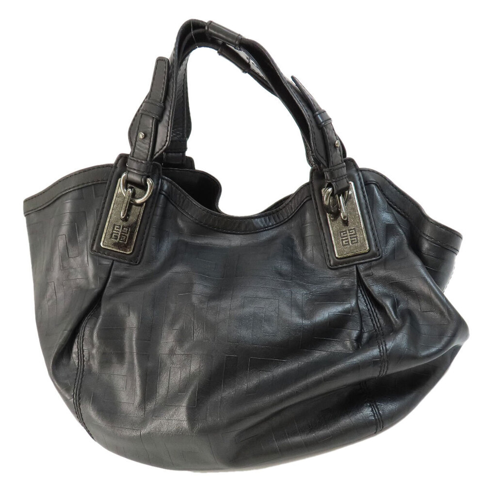 Givenchy black hobo leather embossed monogram handbag